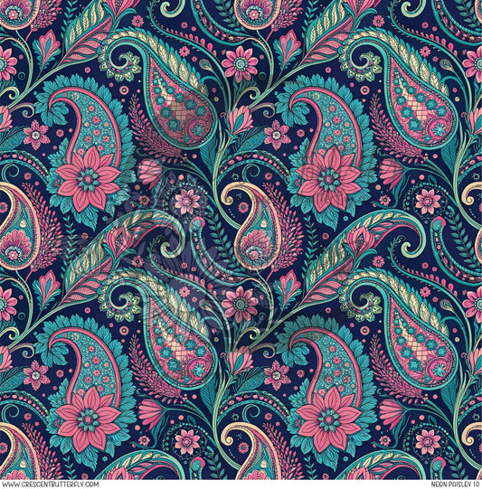 Neon Paisley 10 Printed Vinyl Sheet/Wrap
