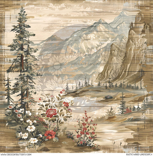 Rustic Wood Landscape 4 Printed Vinyl Sheet/Wrap