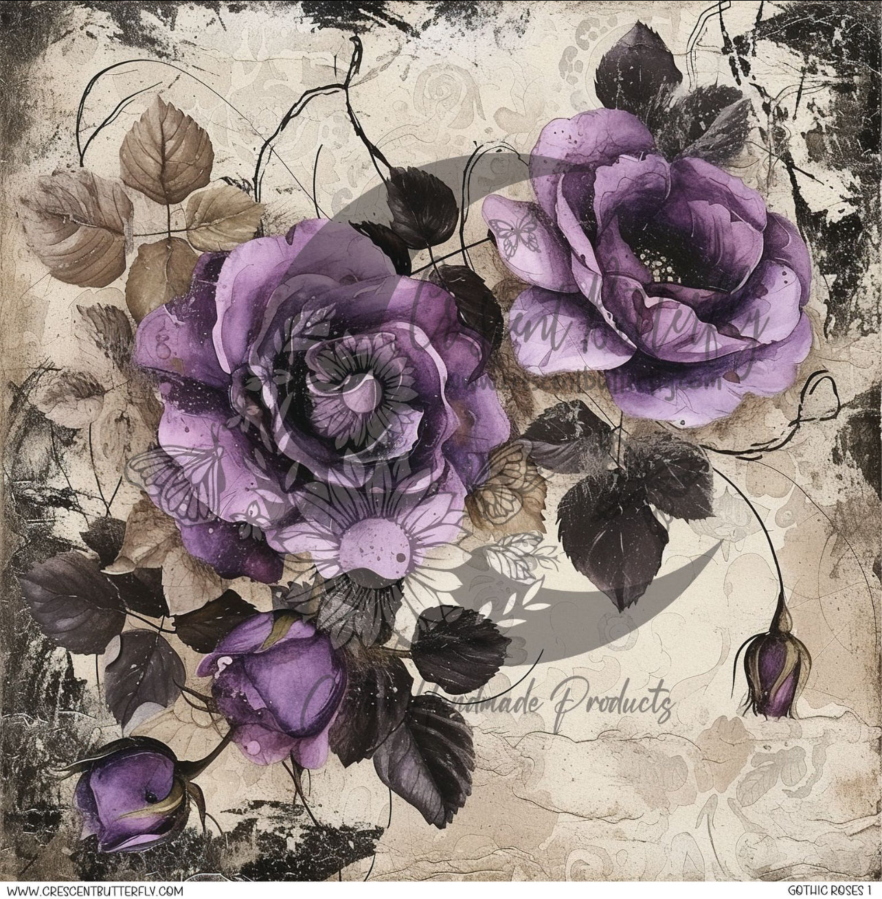 Gothic Roses 1 Printed Vinyl Sheet/Wrap