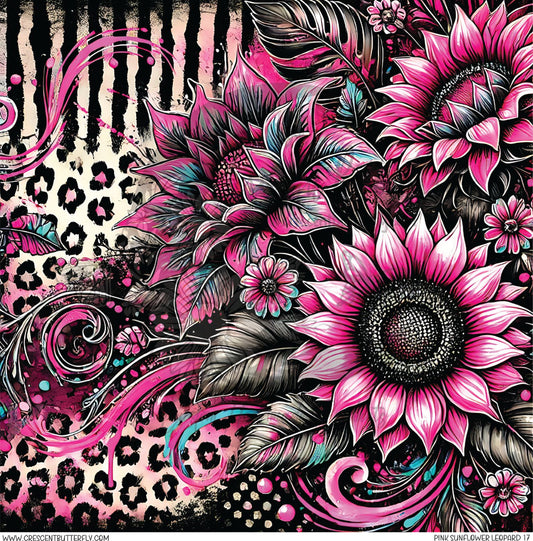 Pink Sunflower Leopard 17 Printed Vinyl Sheet/Wrap
