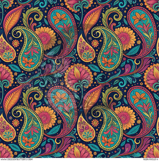 Neon Paisley 4 Printed Vinyl Sheet/Wrap