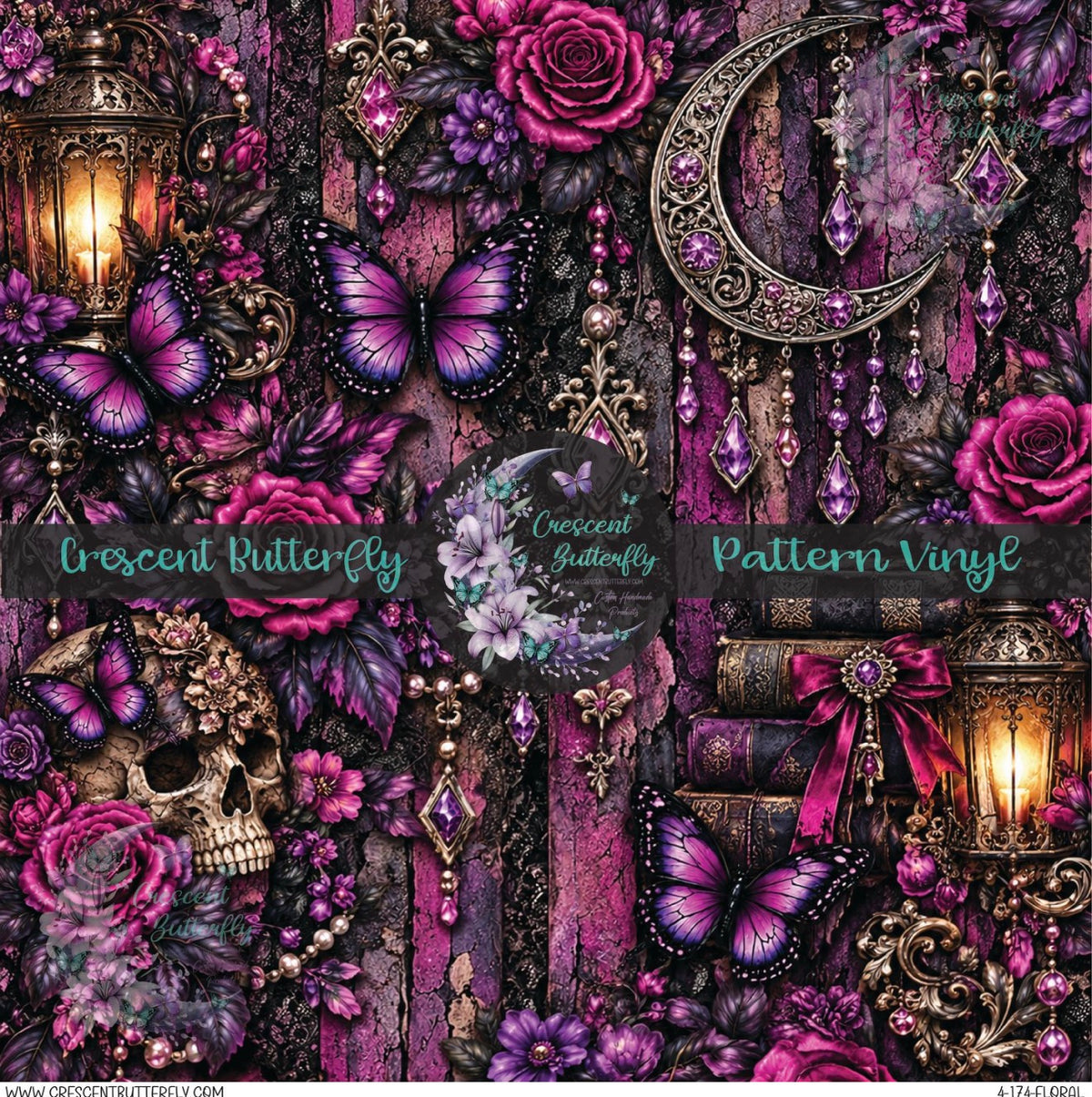 4-174-Floral Printed Vinyl Sheet/Wrap