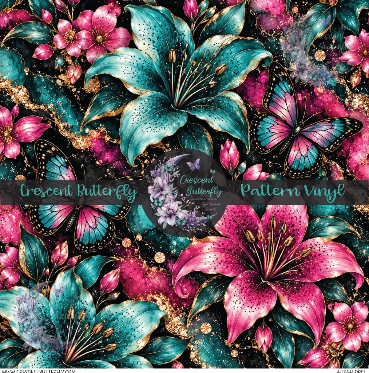 4-137-Floral Printed Vinyl Sheet/Wrap