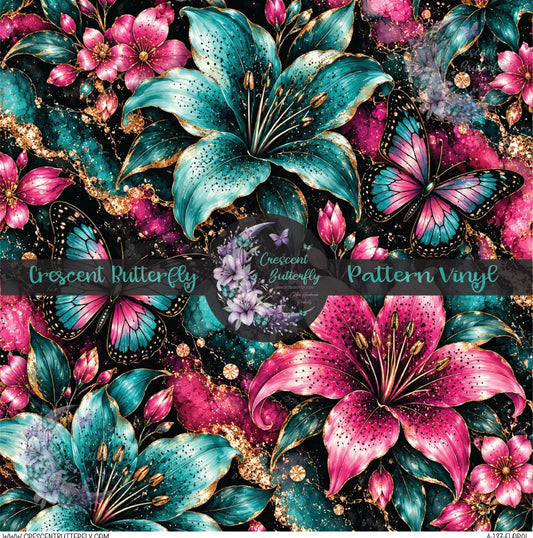 4-137-Floral Printed Vinyl Sheet/Wrap