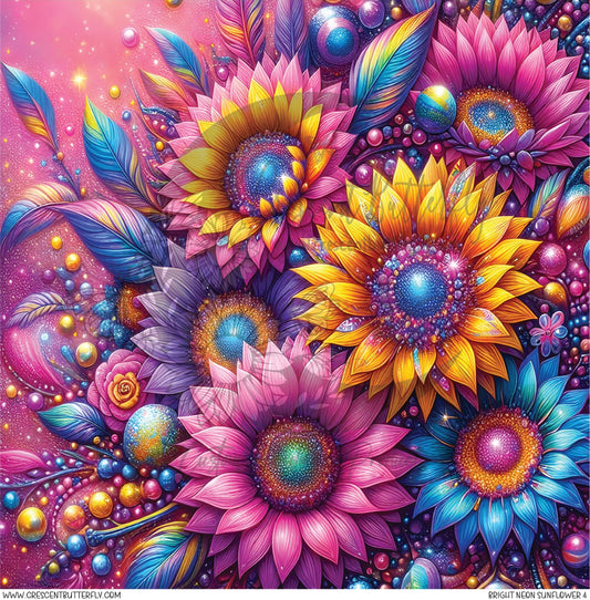 Bright Neon Sunflower 4 Printed Vinyl Sheet/Wrap