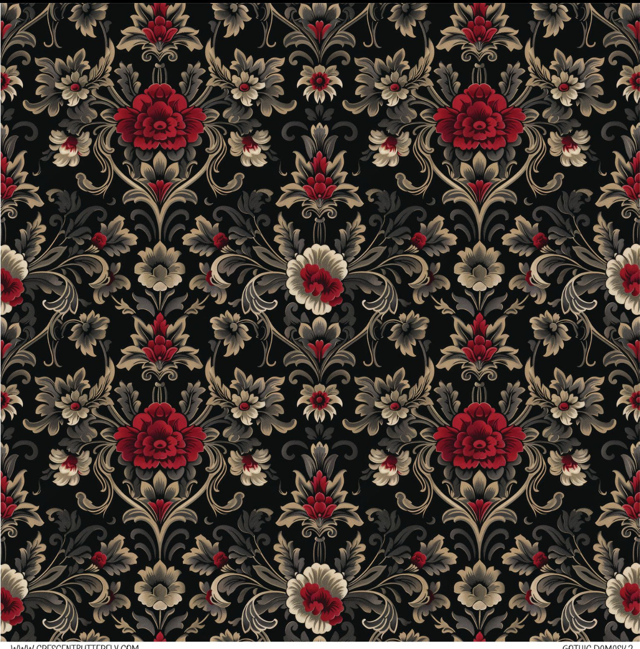 Gothic Damask 2 Printed Vinyl Sheet/Wrap