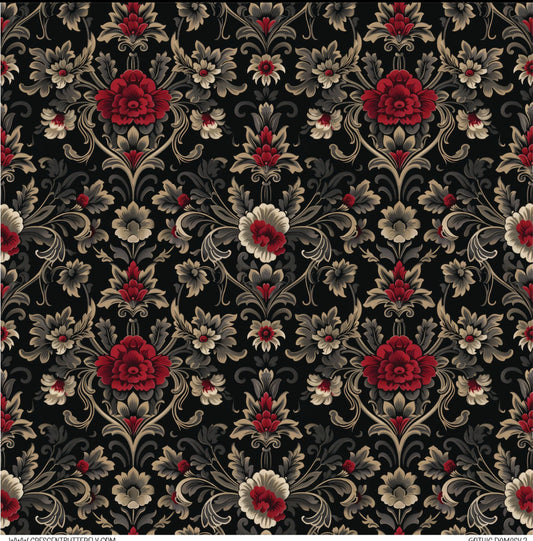 Gothic Damask 2 Printed Vinyl Sheet/Wrap