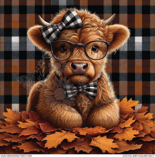 Cute Fall Baby Highland Cow 7 Printed Vinyl Sheet/Wrap