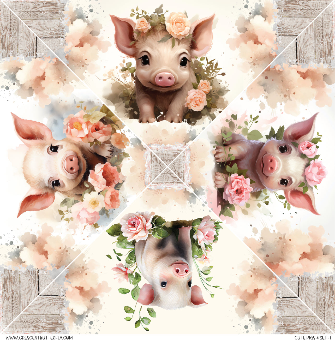 Cute Pigs 4 Set-1 Printed Vinyl Sheet/Wrap