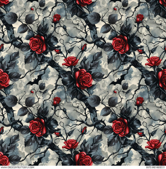 Bats and Roses 3 Printed Vinyl Sheet/Wrap