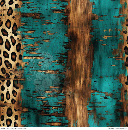 Grunge Cheetah Wood Printed Vinyl Sheet/Wrap