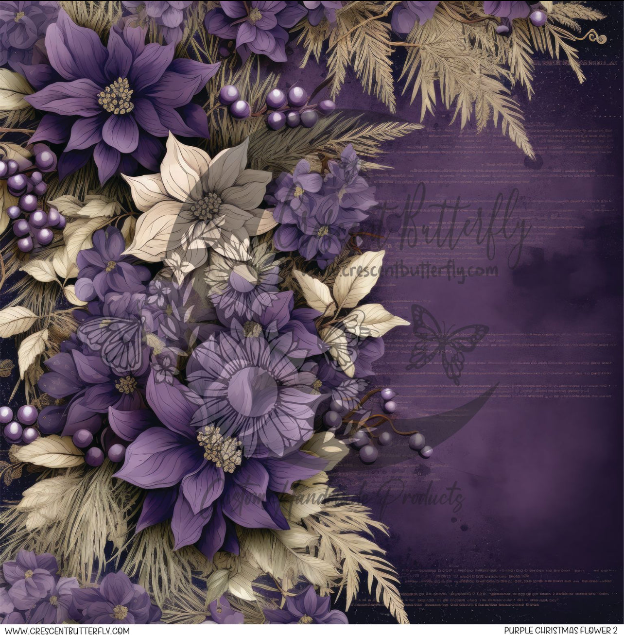 Purple Christmas Flower 2 Printed Vinyl Sheet/Wrap