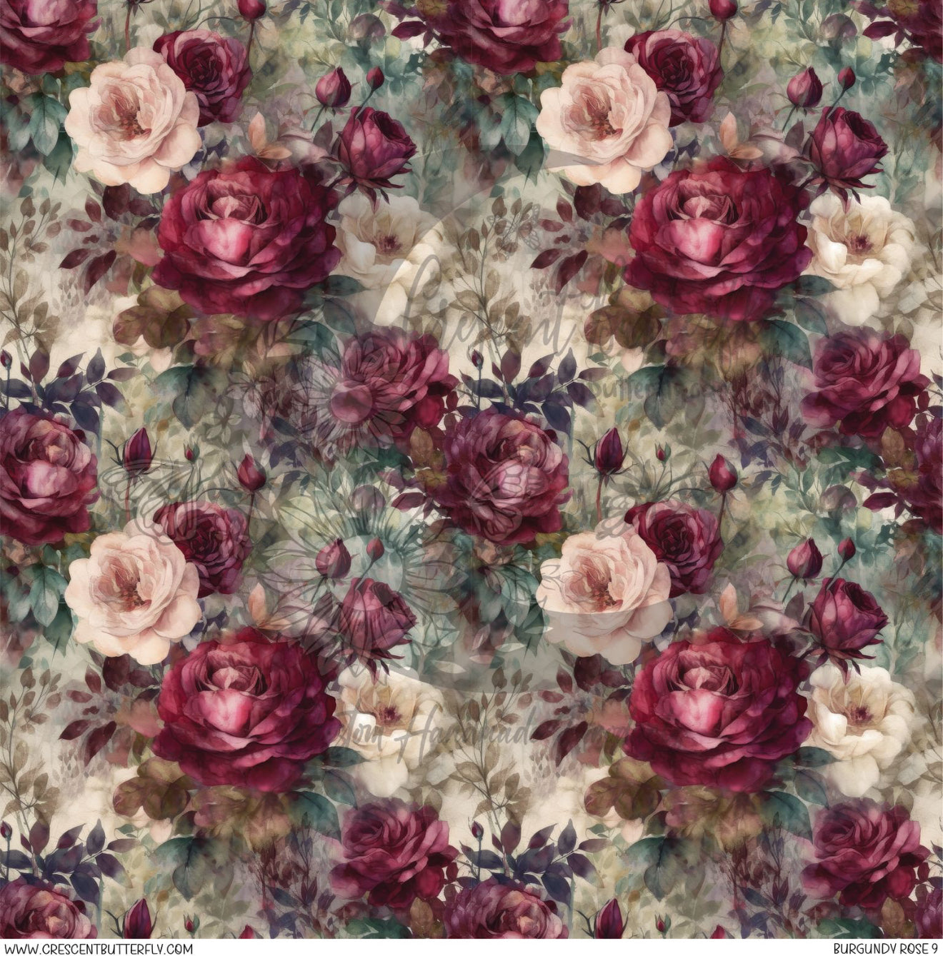 Burgundy Rose 9 Printed Vinyl Sheet/Wrap