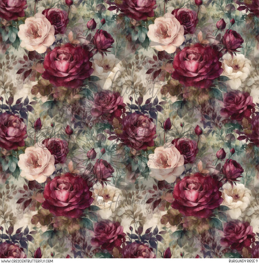 Burgundy Rose 9 Printed Vinyl Sheet/Wrap