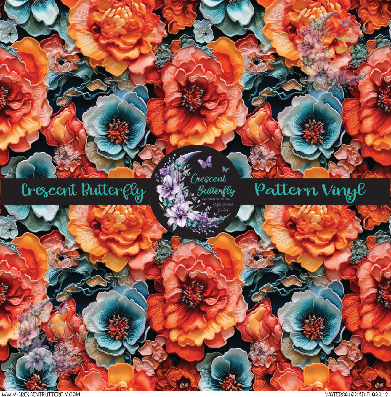 Watercolor 3D Floral 2 Printed Vinyl Sheet/Wrap
