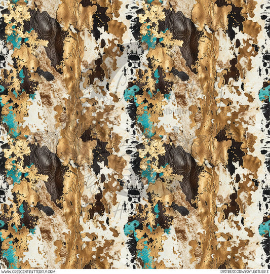 Distress Cowboy Leather 3 Printed Vinyl Sheet/Wrap
