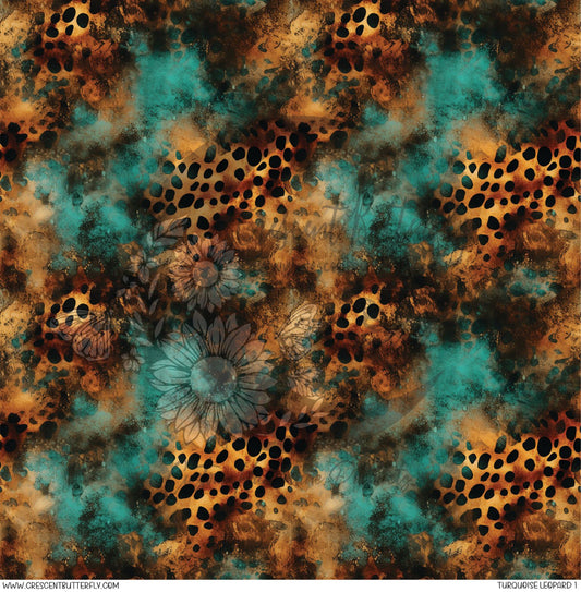 Turquoise Leopard 1 Printed Vinyl Sheet/Wrap