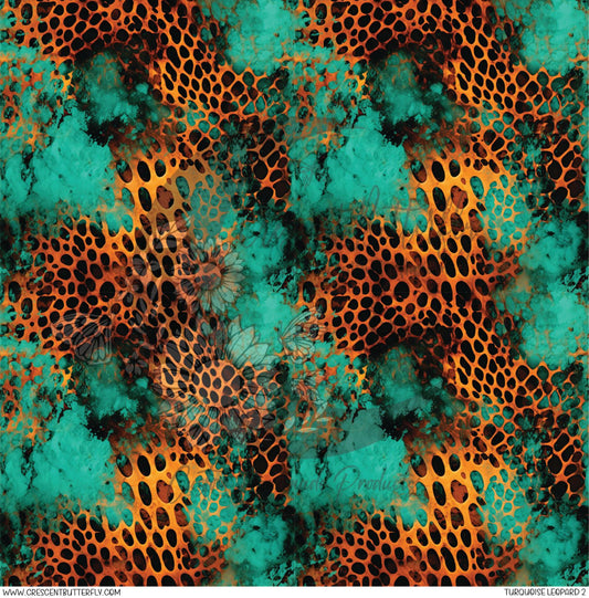 Turquoise Leopard 2 Printed Vinyl Sheet/Wrap