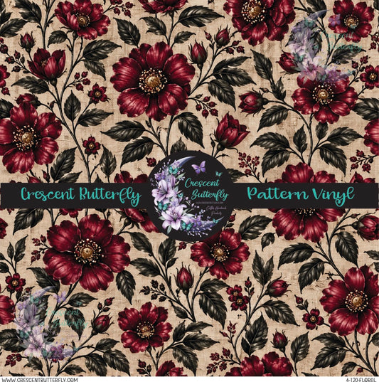 4-120-Floral Printed Vinyl Sheet/Wrap