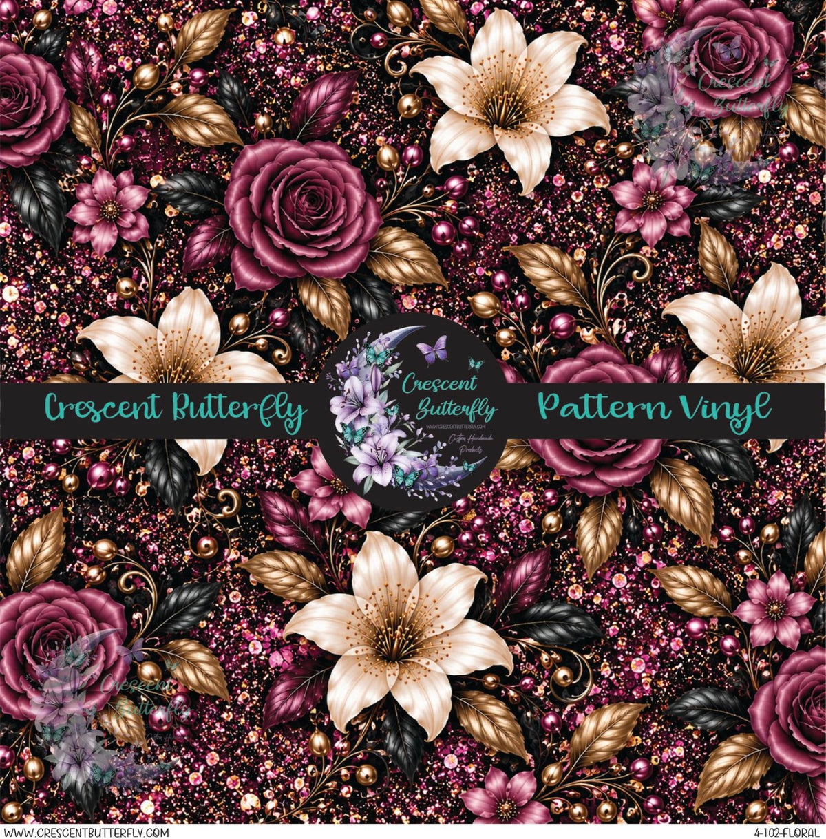 4-102-Floral Printed Vinyl Sheet/Wrap
