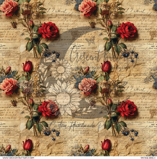 Vintage Rose 4 Printed Vinyl Sheet/Wrap