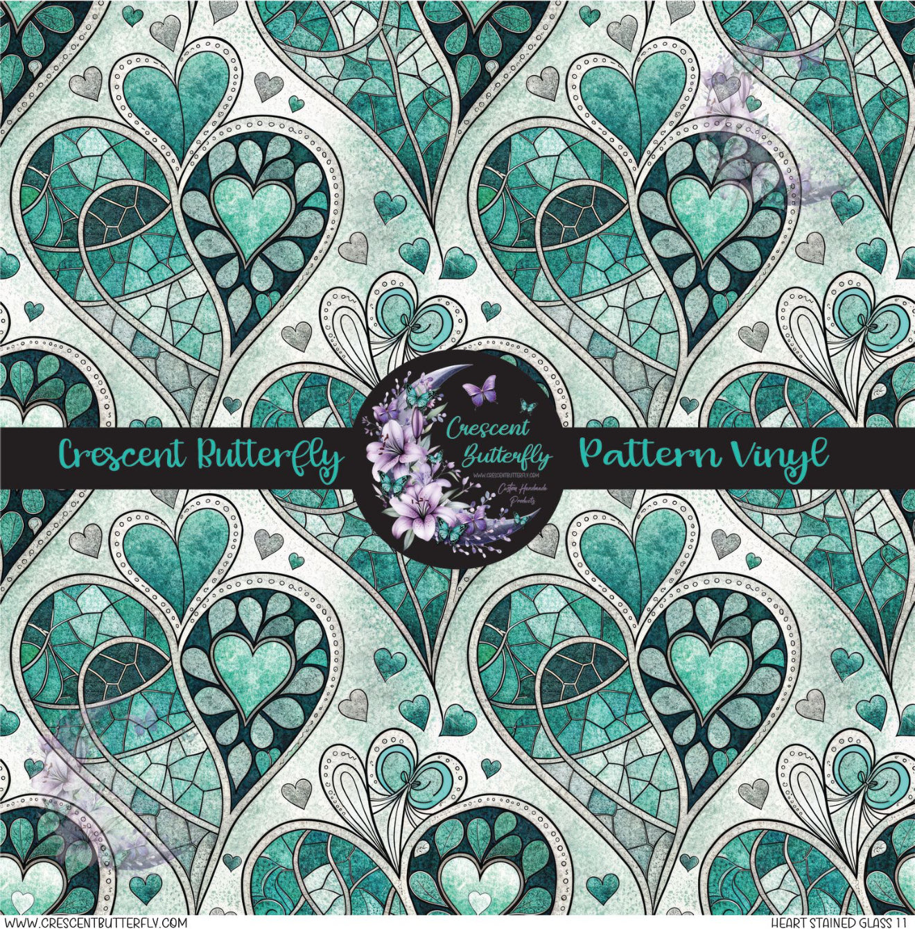 Heart Stained Glass 11 Printed Vinyl Sheet/Wrap
