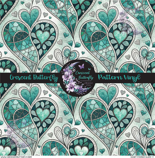 Heart Stained Glass 11 Printed Vinyl Sheet/Wrap
