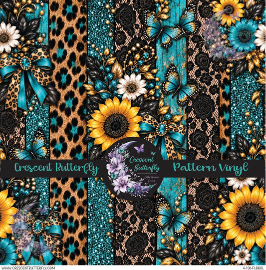 4-106-Floral Printed Vinyl Sheet/Wrap