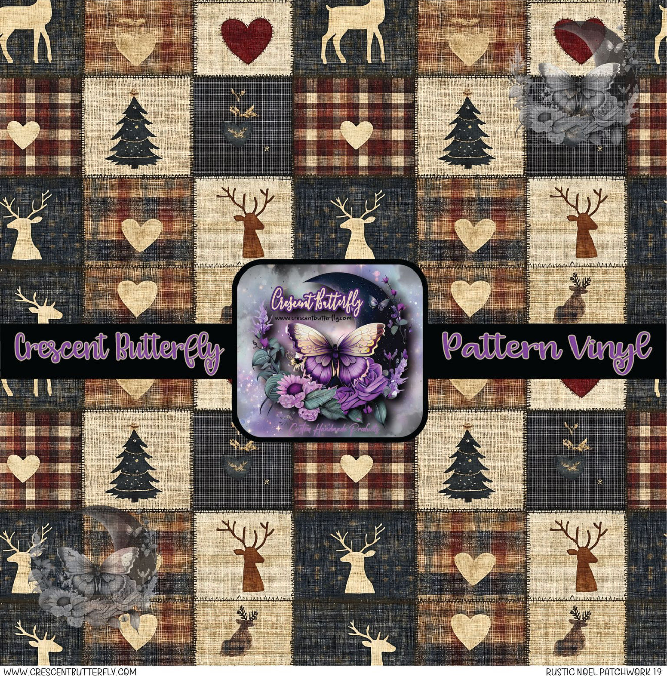 Rustic Noel Patchwork 19 Printed Vinyl Sheet/Wrap