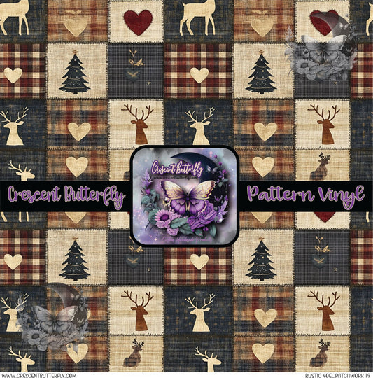 Rustic Noel Patchwork 19 Printed Vinyl Sheet/Wrap