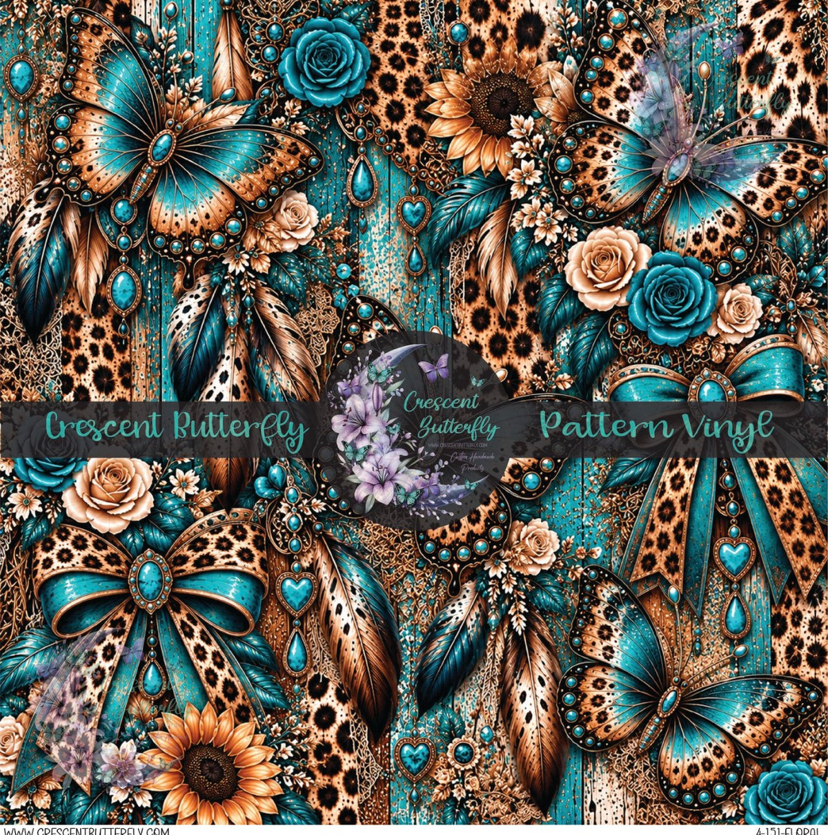 4-151-Floral Printed Vinyl Sheet/Wrap