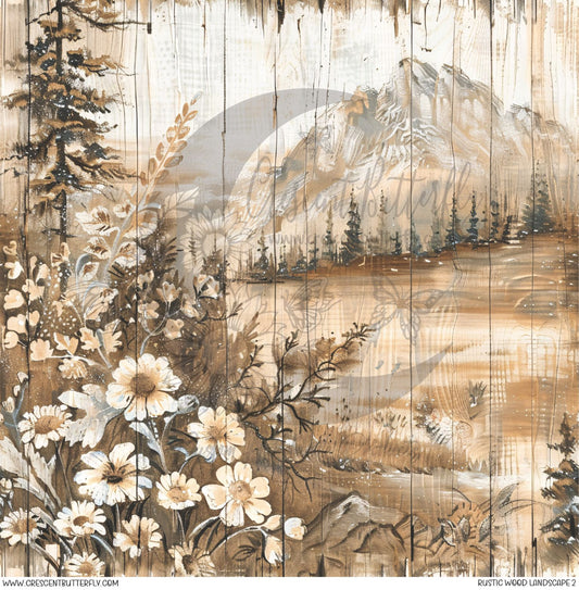 Rustic Wood Landscape 2 Printed Vinyl Sheet/Wrap