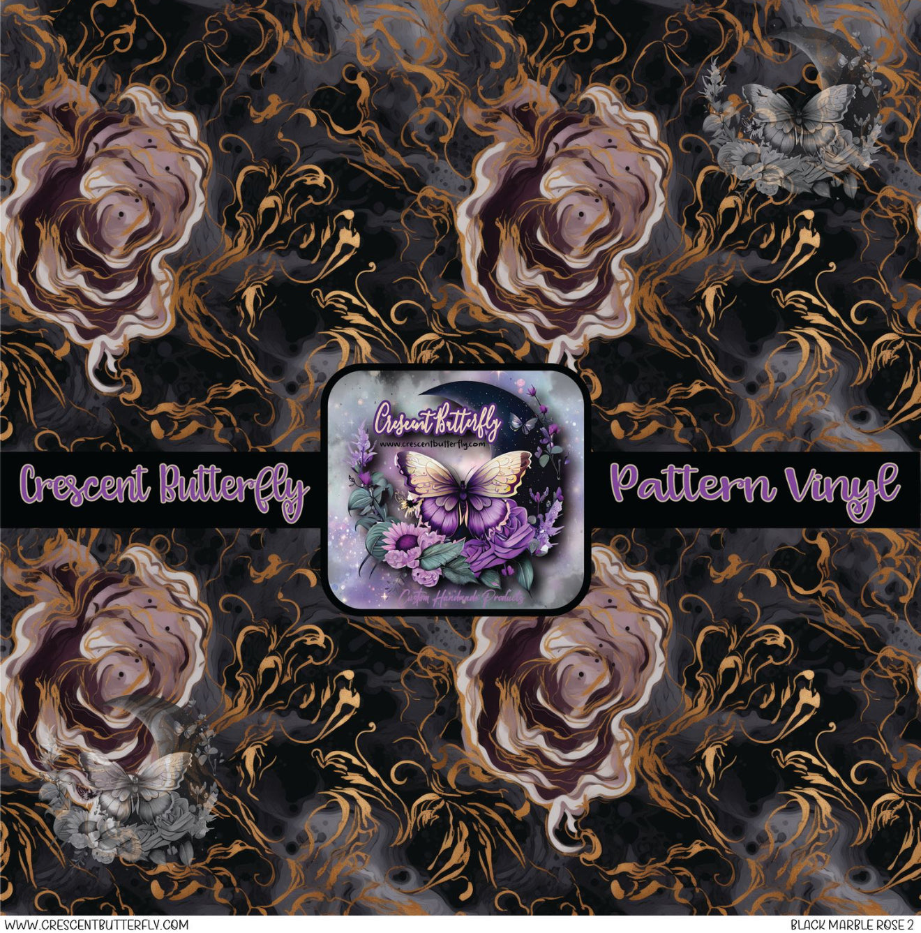 Black Marble Rose 2 Printed Vinyl Sheet/Wrap