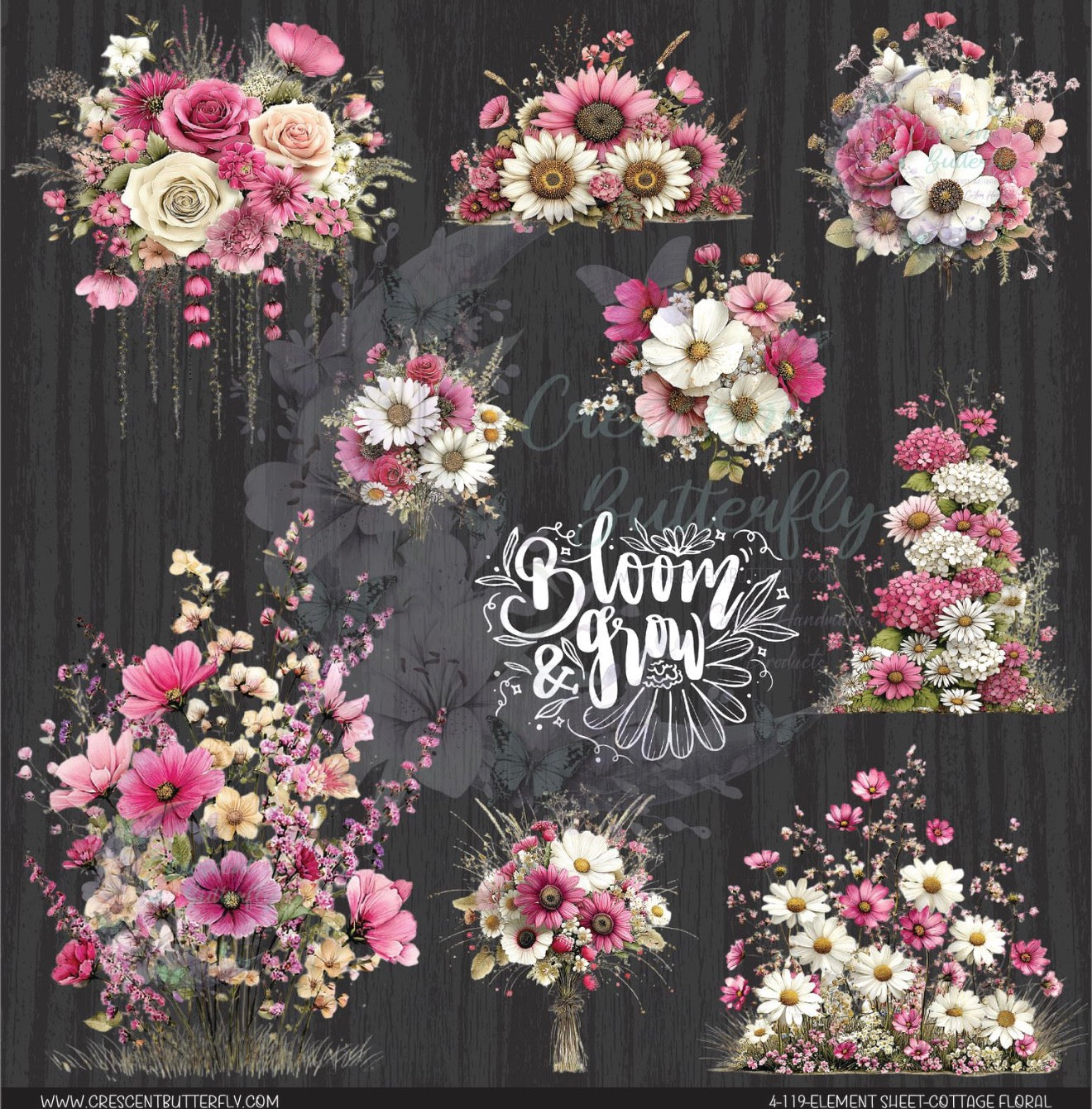 4-119-Element Sheet-Cottage Floral UV DTF