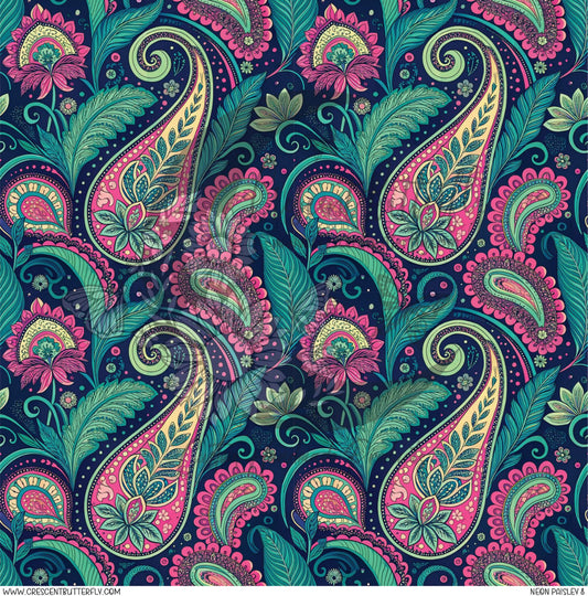 Neon Paisley 8 Printed Vinyl Sheet/Wrap