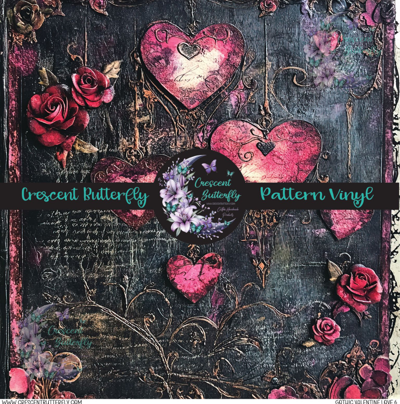 Gothic Valentine Love 6 Printed Vinyl Sheet/Wrap