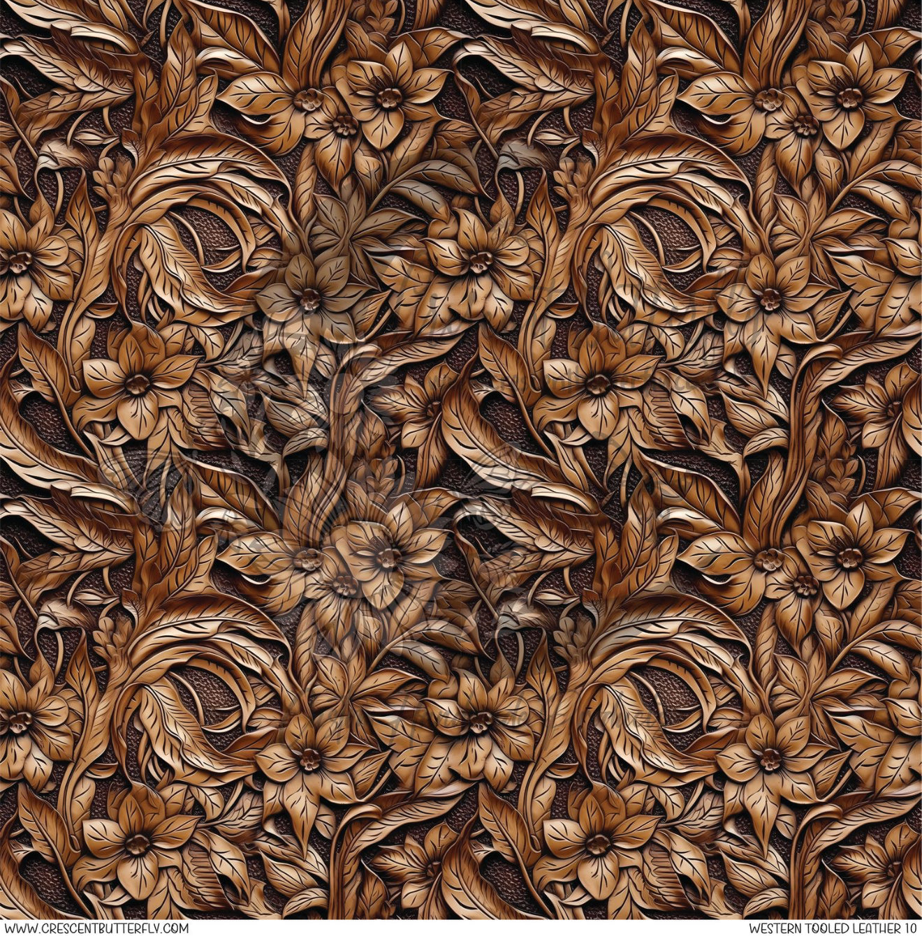 Western Tooled Leather 10 Printed Vinyl Sheet/Wrap