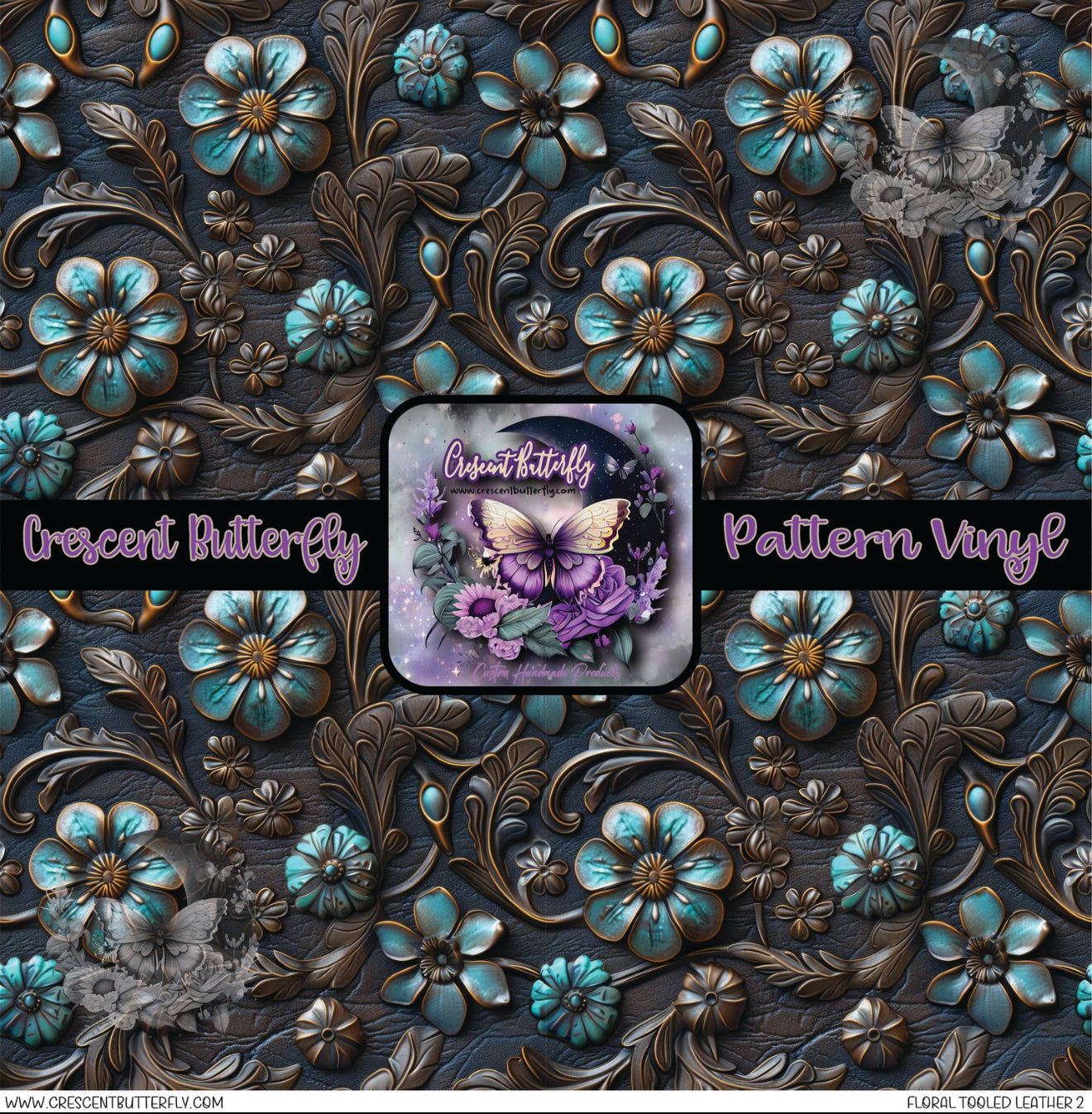 Floral Tooled Leather 2 Printed Vinyl Sheet/Wrap