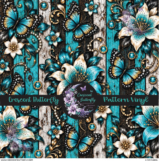 4-107-Floral Printed Vinyl Sheet/Wrap