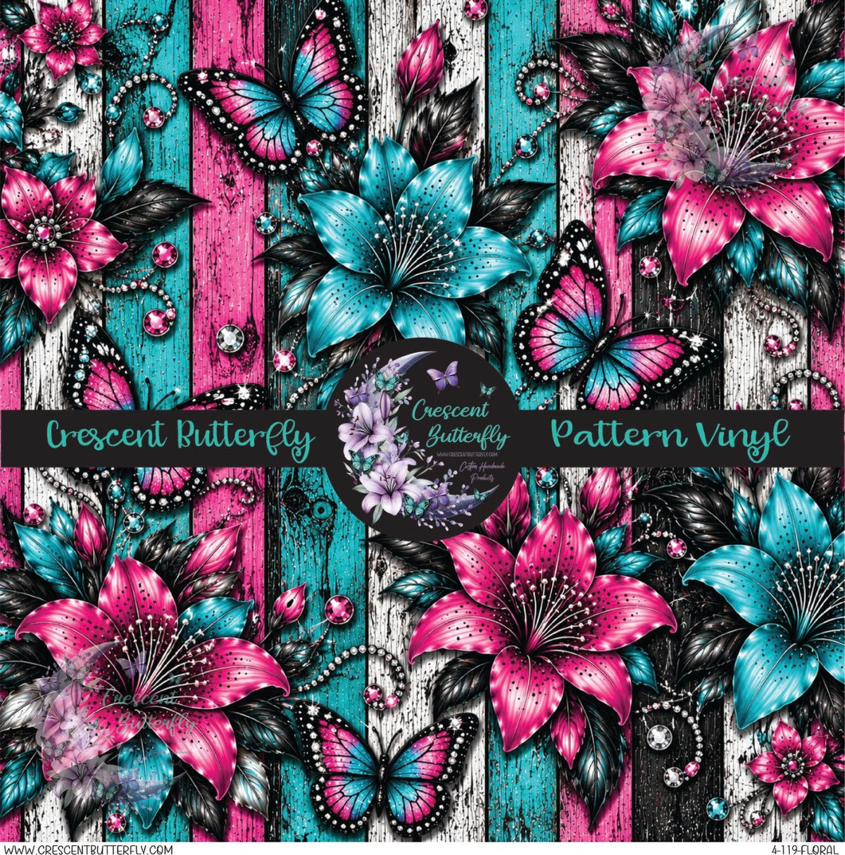 4-119-Floral Printed Vinyl Sheet/Wrap