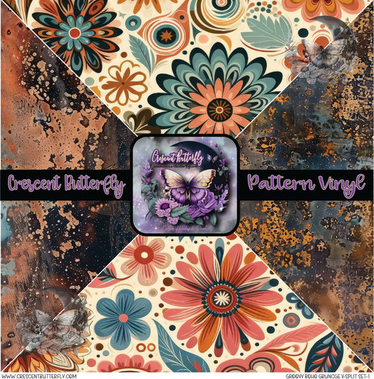 Groovy Boho Grunge V-Split Set-1 Printed Vinyl Sheet/Wrap