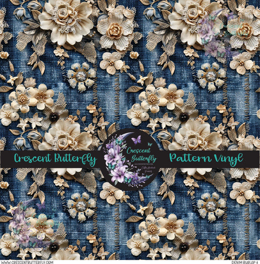 Denim Burlap 4 Printed Vinyl Sheet/Wrap