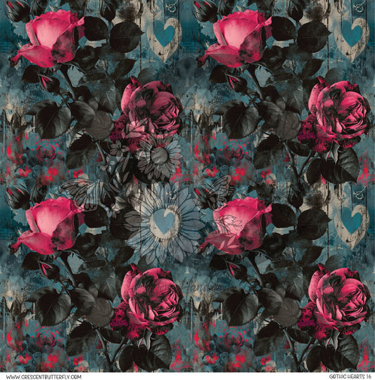 Gothic Hearts 16 Printed Vinyl Sheet/Wrap
