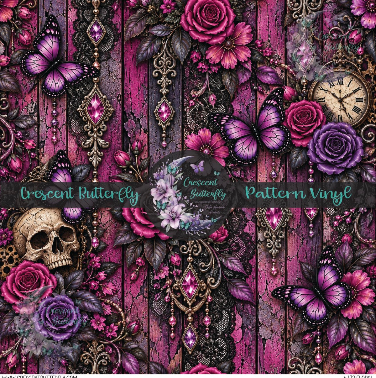 4-172-Floral Printed Vinyl Sheet/Wrap