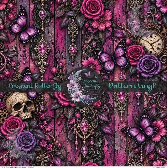 4-172-Floral Printed Vinyl Sheet/Wrap