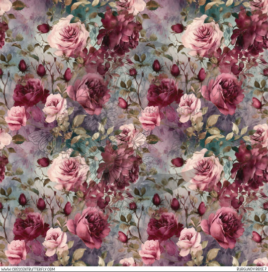 Burgundy Rose 7 Printed Vinyl Sheet/Wrap