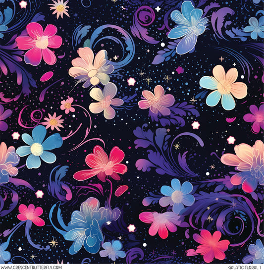 Galactic Floral 1 Printed Vinyl Sheet/Wrap