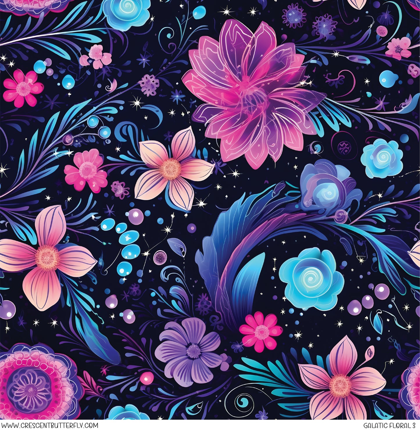 Galactic Floral 3 Printed Vinyl Sheet/Wrap