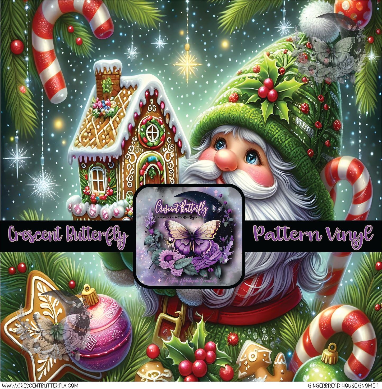 Gingerbread House Gnome 1 Printed Vinyl Sheet/Wrap