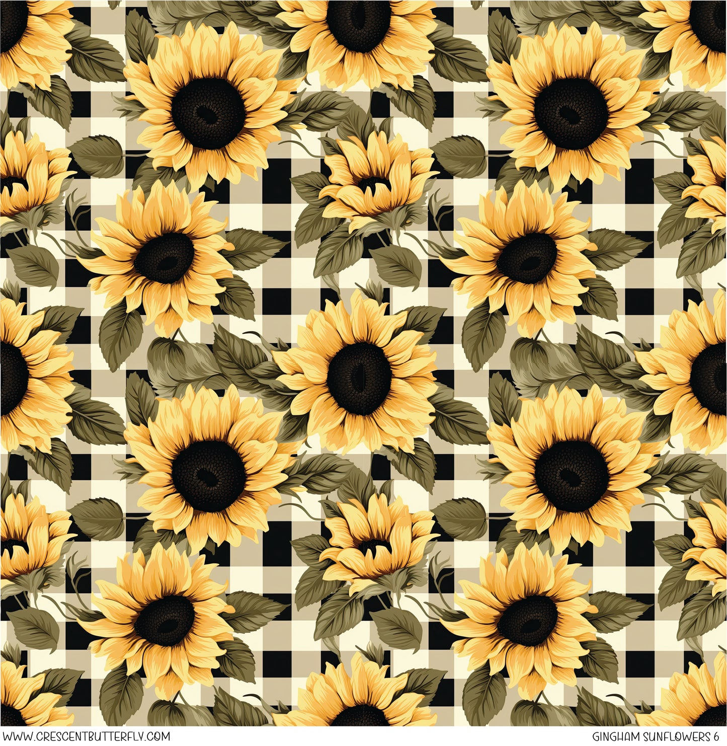 Gingham Sunflowers 6 Vinyl Sheet/Wrap